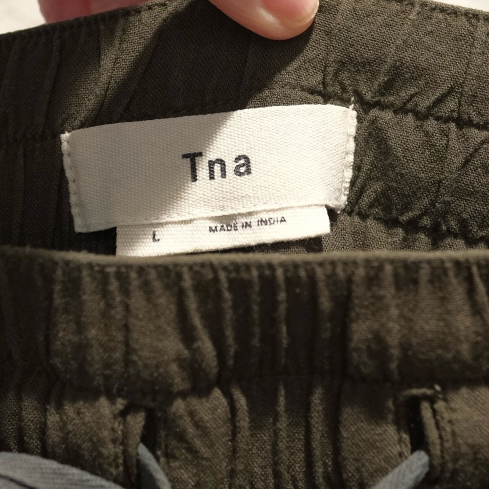 Tna Aritzia Rayon Joggers Size L Olive Green Lightweight Pockets Comfort - Picture 5 of 8